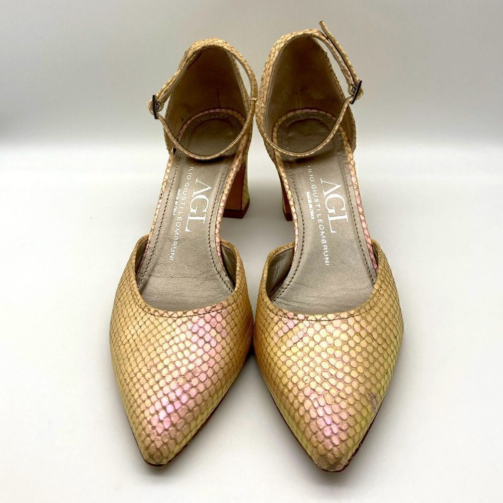 AGL Attilio Giusti Leombruni D’Orsay Shim Snake Marble Heels SZ 39/8,5 Italy - Picture 3 of 13